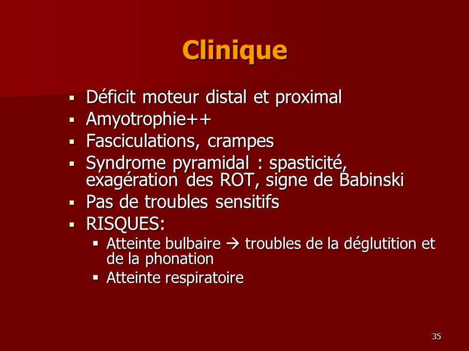 Clinique Déficit moteur distal et proximal Amyotrophie++