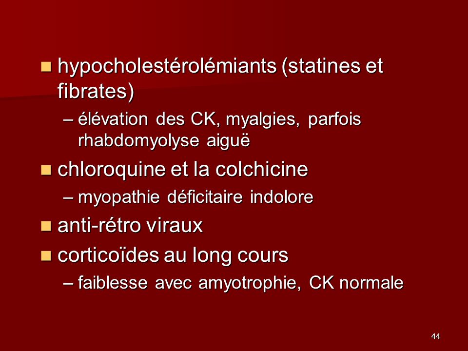 hypocholestérolémiants (statines et fibrates)