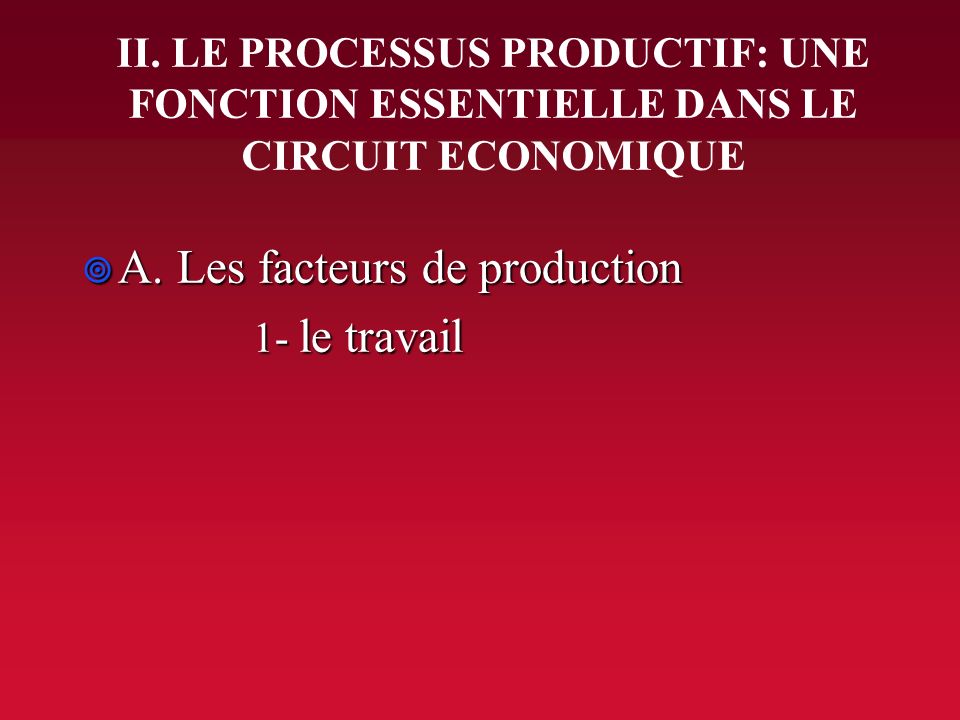 A. Les facteurs de production