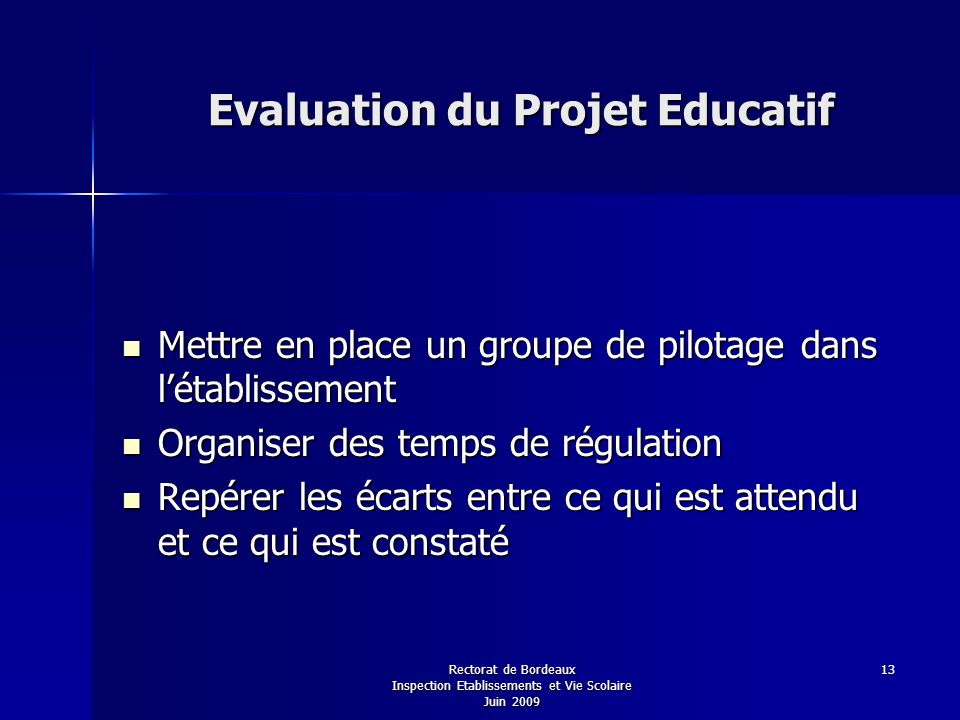 Evaluation du Projet Educatif