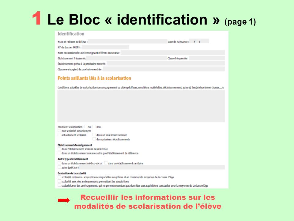 1 Le Bloc « identification » (page 1)