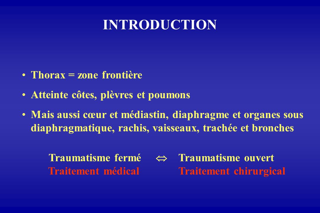 INTRODUCTION Thorax = zone frontière