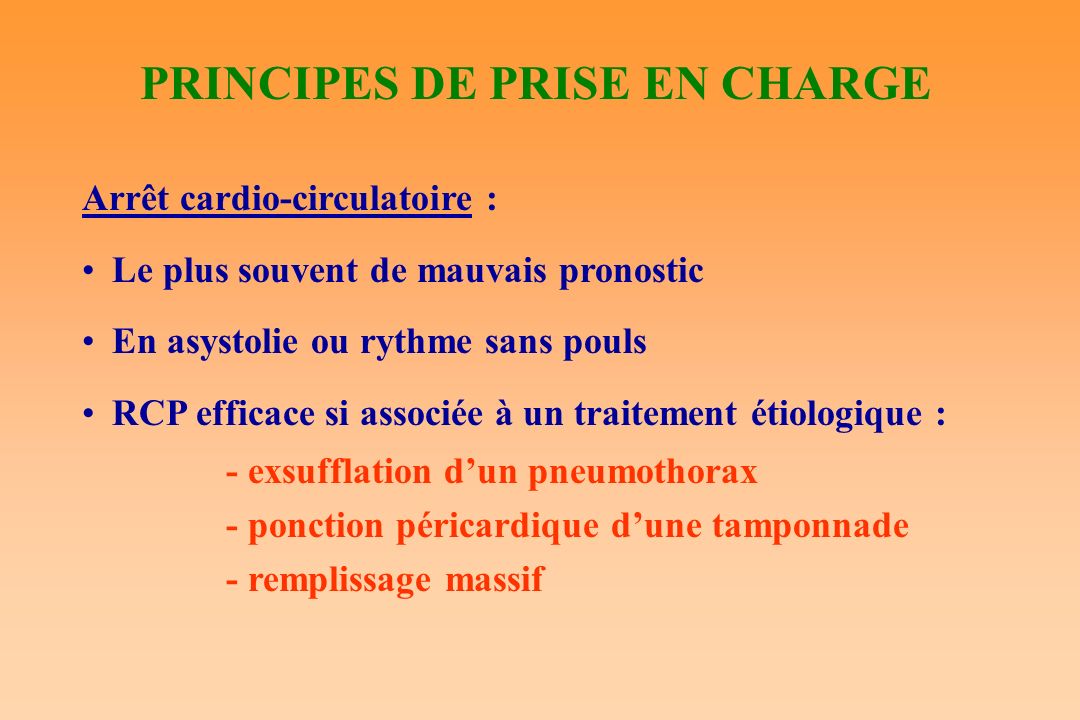 PRINCIPES DE PRISE EN CHARGE