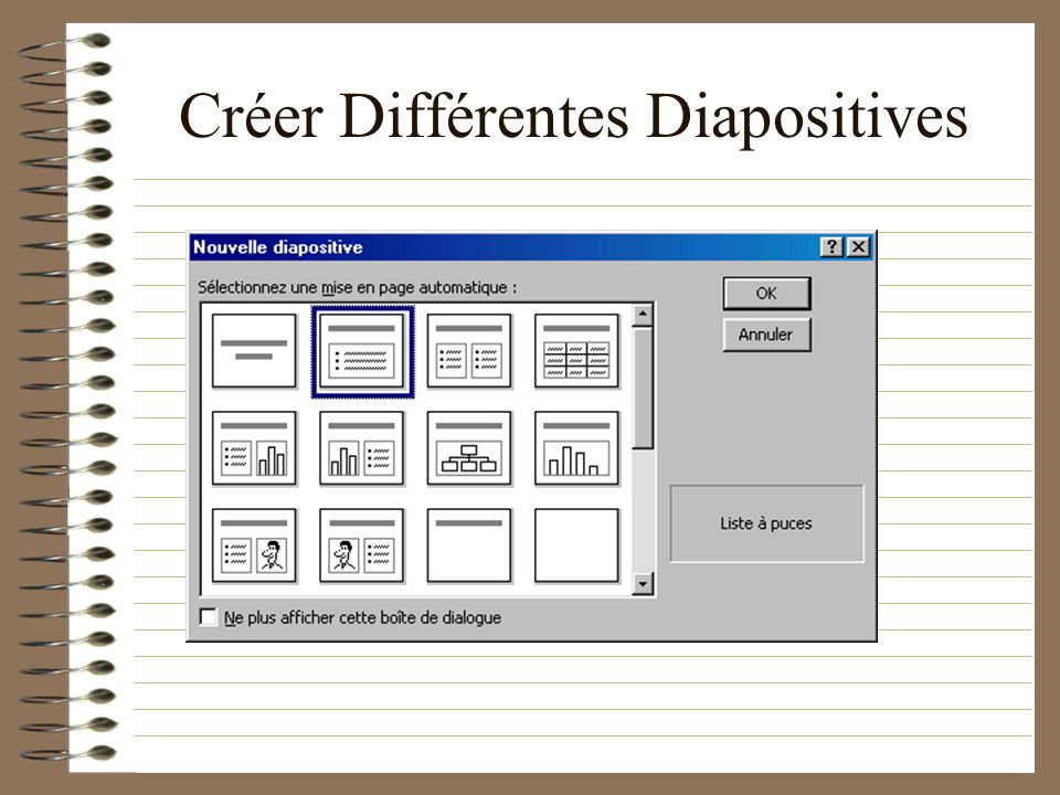 Créer Différentes Diapositives