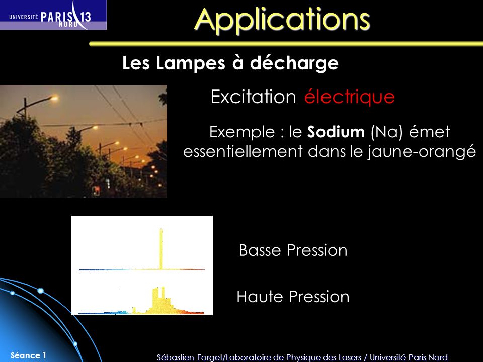 Applications Les Lampes à décharge Excitation électrique