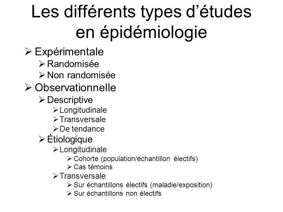 Les différents types d’études en épidémiologie