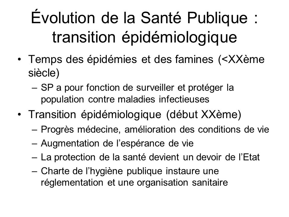 Évolution de la Santé Publique : transition épidémiologique