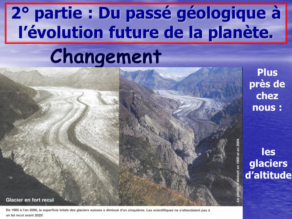 2° partie : Du passé géologique à l’évolution future de la planète.