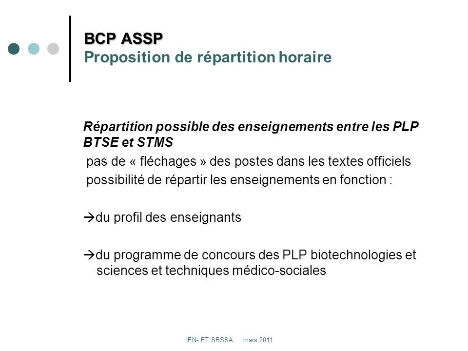 BCP ASSP Proposition de répartition horaire