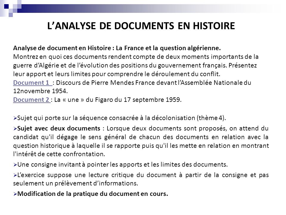 L’ANALYSE DE DOCUMENTS EN HISTOIRE