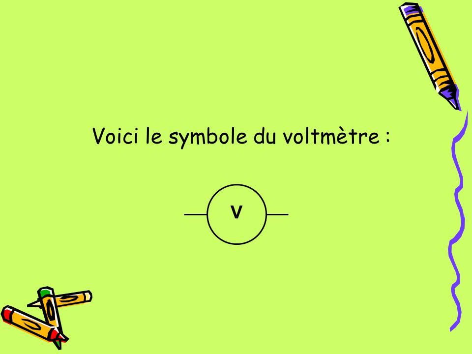 Voici le symbole du voltmètre :