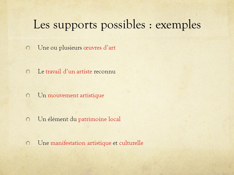 Les supports possibles : exemples