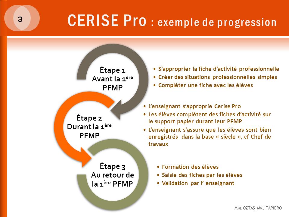 CERISE Pro : exemple de progression