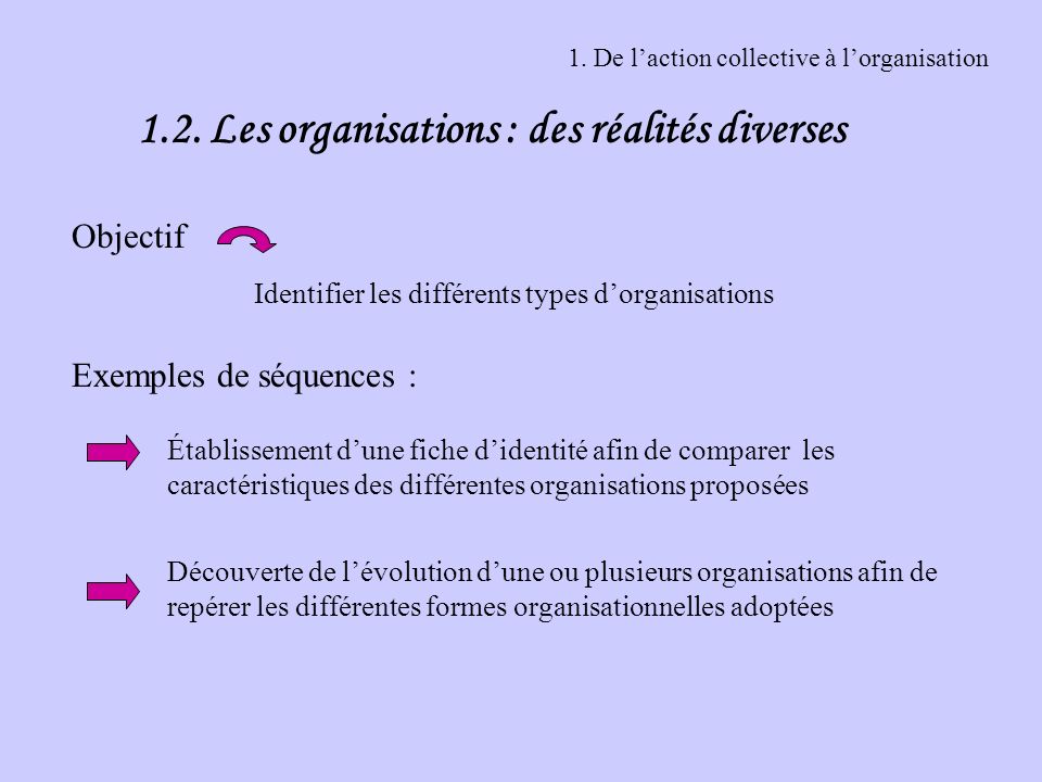 1. De l’action collective à l’organisation