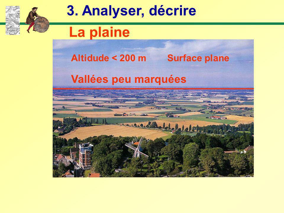 3. Analyser, décrire La plaine Vallées peu marquées
