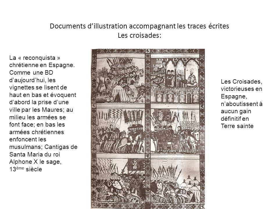 Documents d’illustration accompagnant les traces écrites Les croisades: