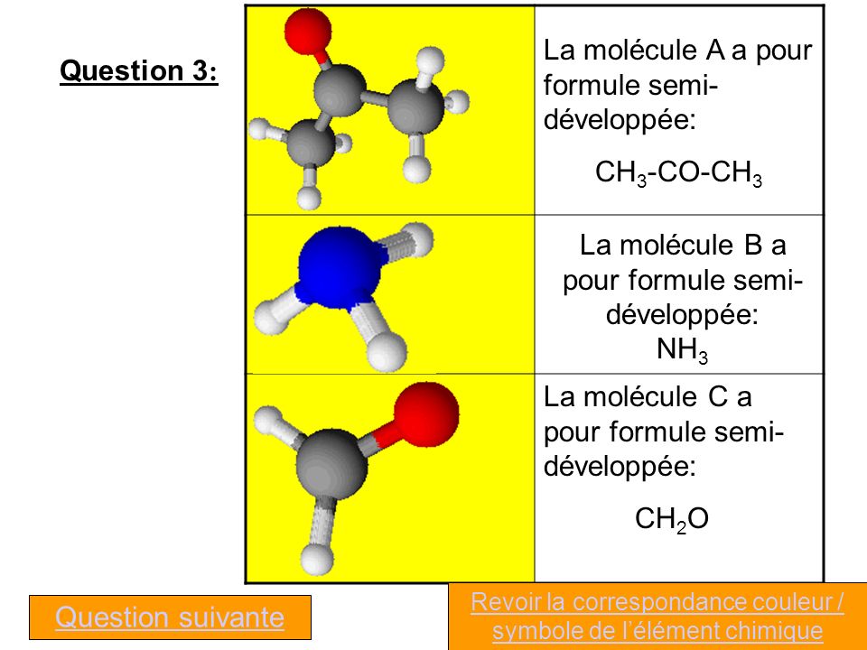 La molécule A a pour formule semi-développée: