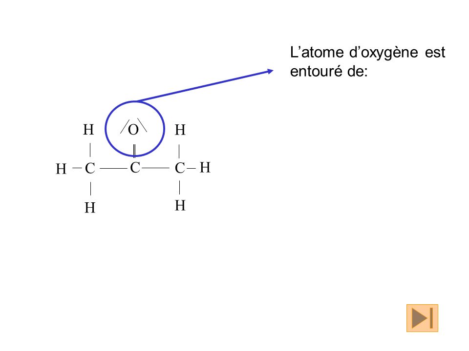 L’atome d’oxygène est entouré de: