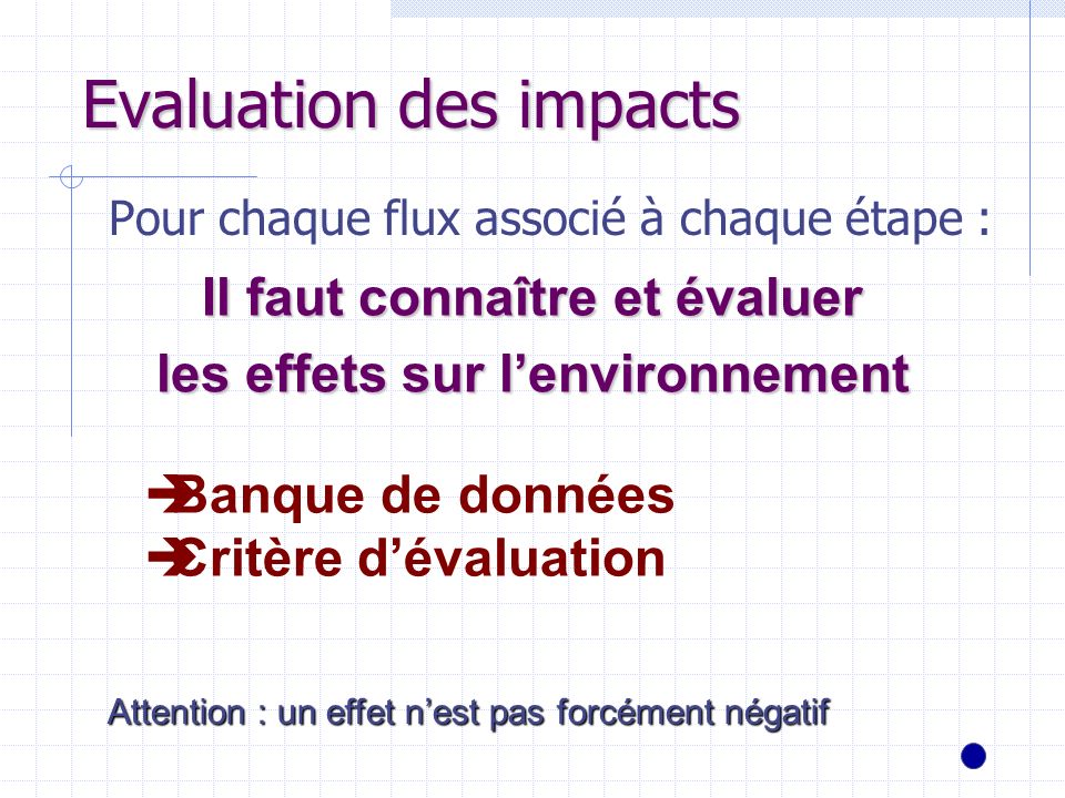 Evaluation des impacts
