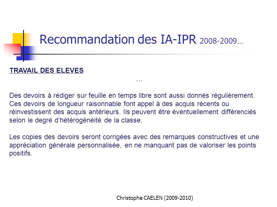 Recommandation des IA-IPR …