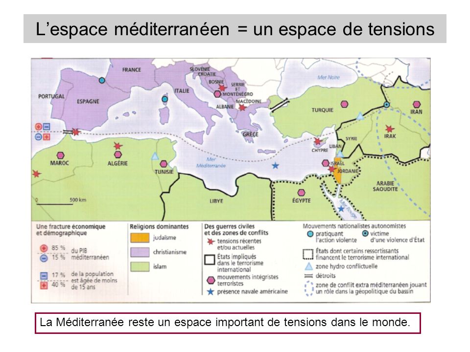 L’espace méditerranéen = un espace de tensions