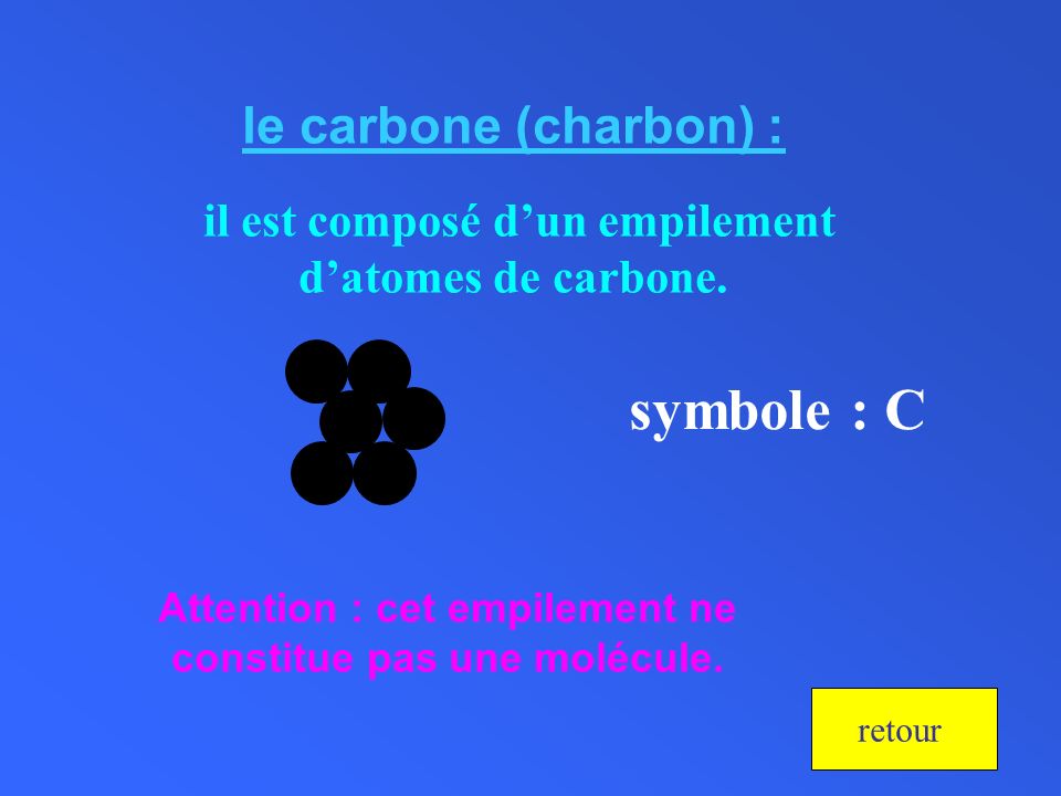 symbole : C le carbone (charbon) :