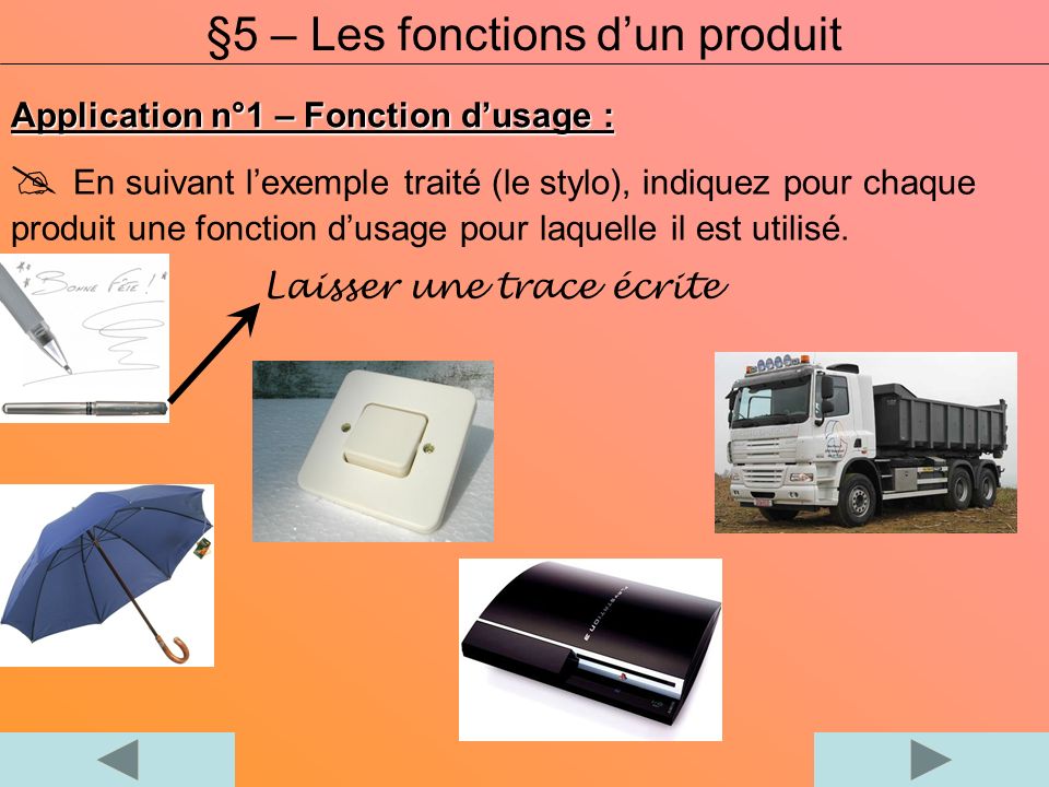§5 – Les fonctions d’un produit
