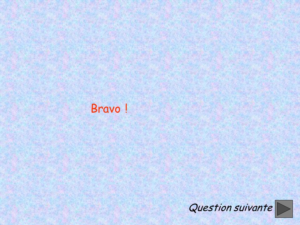 Bravo ! Question suivante