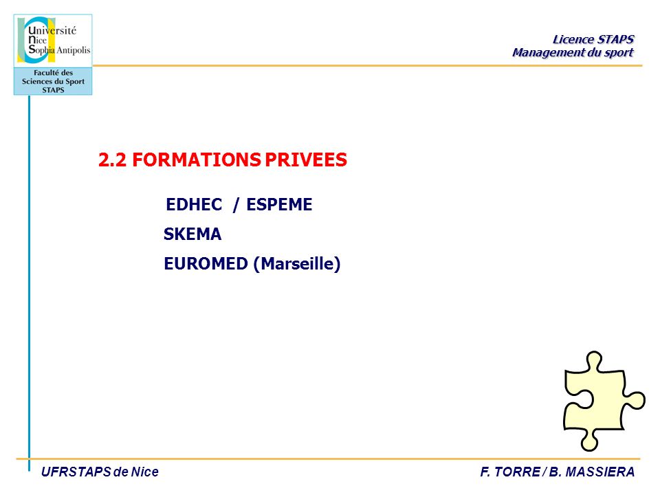 2.2 FORMATIONS PRIVEES EDHEC / ESPEME SKEMA EUROMED (Marseille)