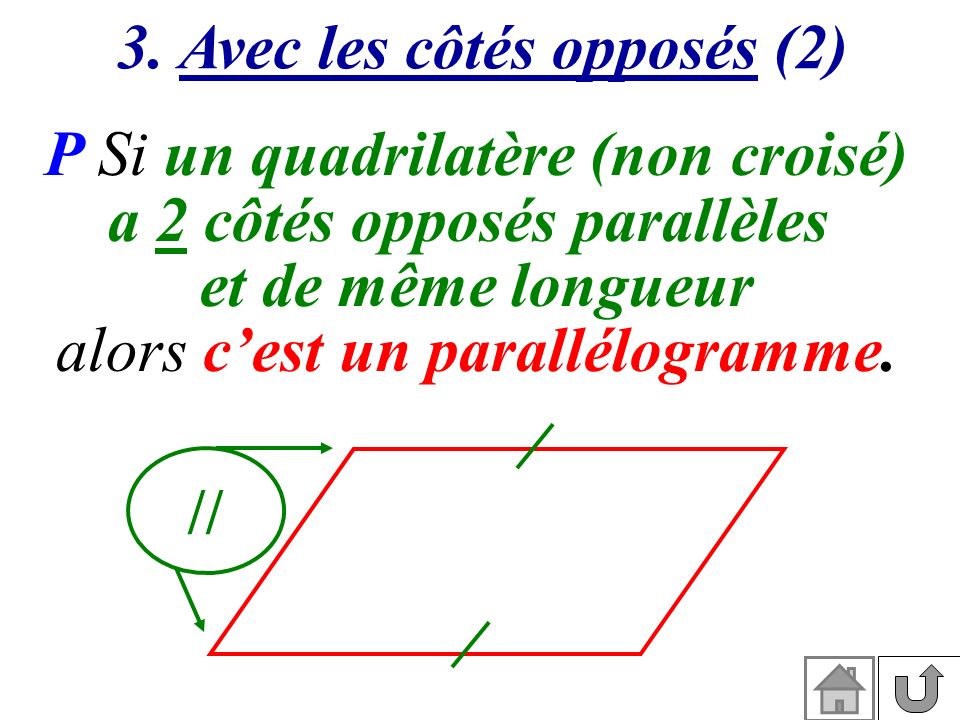 3. Avec les côtés opposés (2) a 2 côtés opposés parallèles