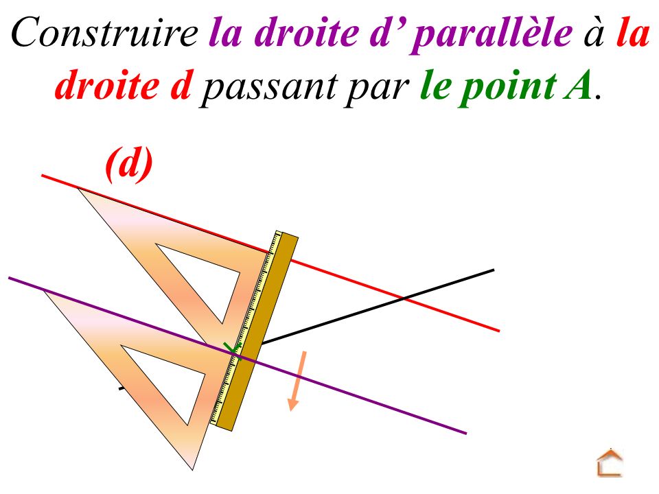 Construire la droite d’ parallèle à la droite d passant par le point A.