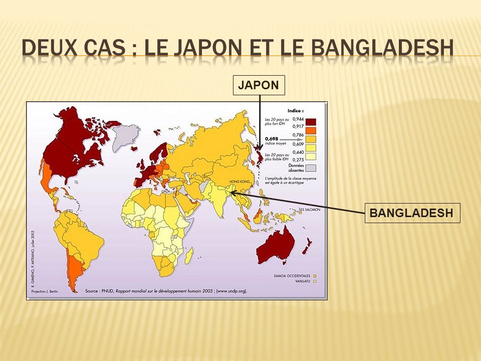 DEUX CAS : Le JAPON ET LE BANGLADESH