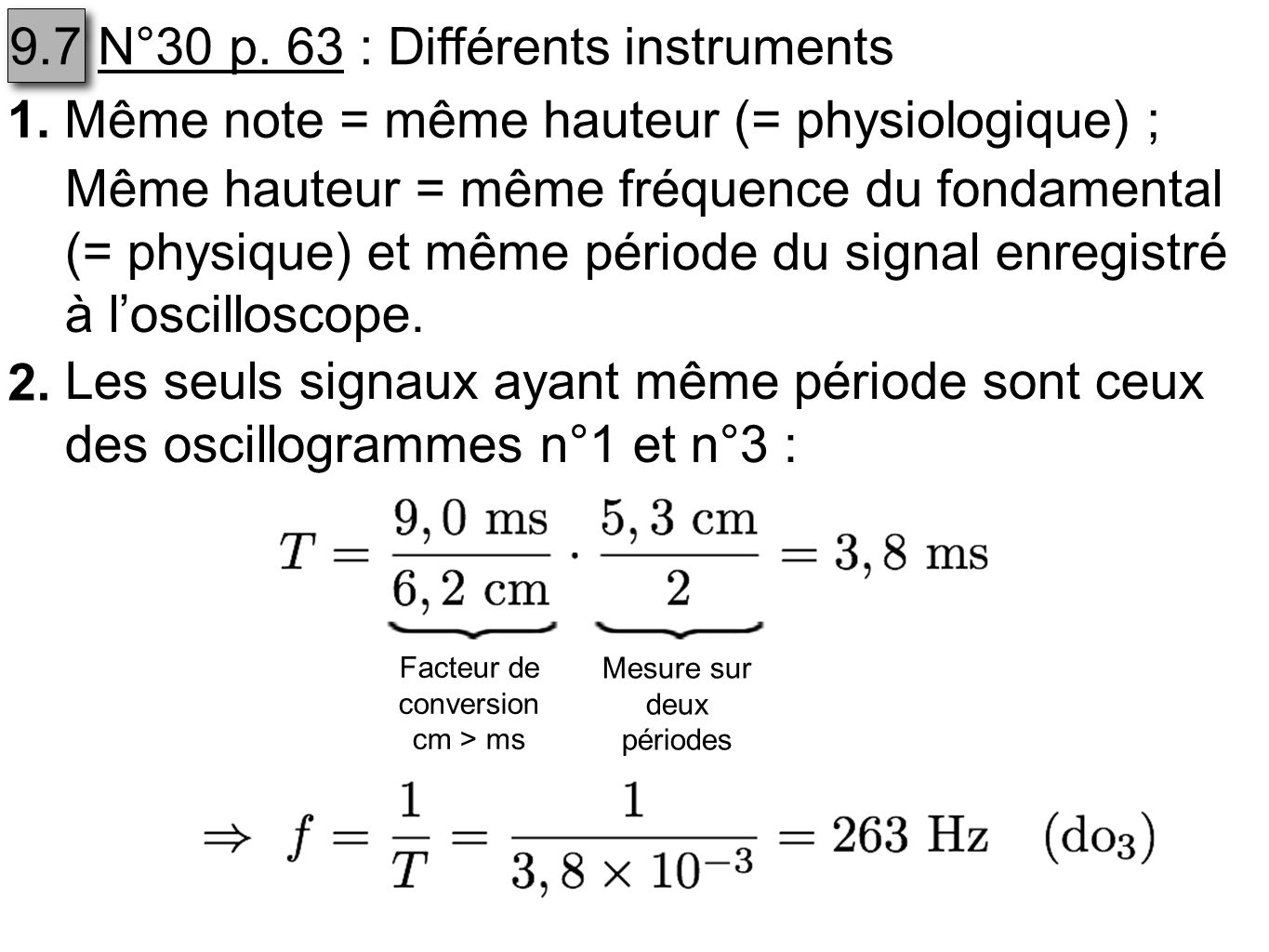 N°30 p. 63 : Différents instruments 1.