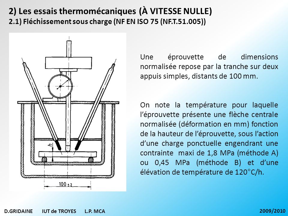 2) Les essais thermomécaniques (À VITESSE NULLE)