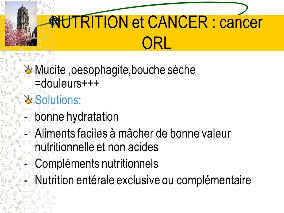 NUTRITION et CANCER : cancer ORL