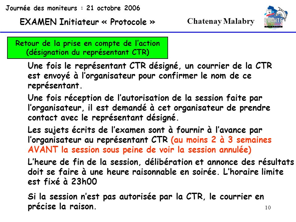 EXAMEN Initiateur « Protocole » Chatenay Malabry