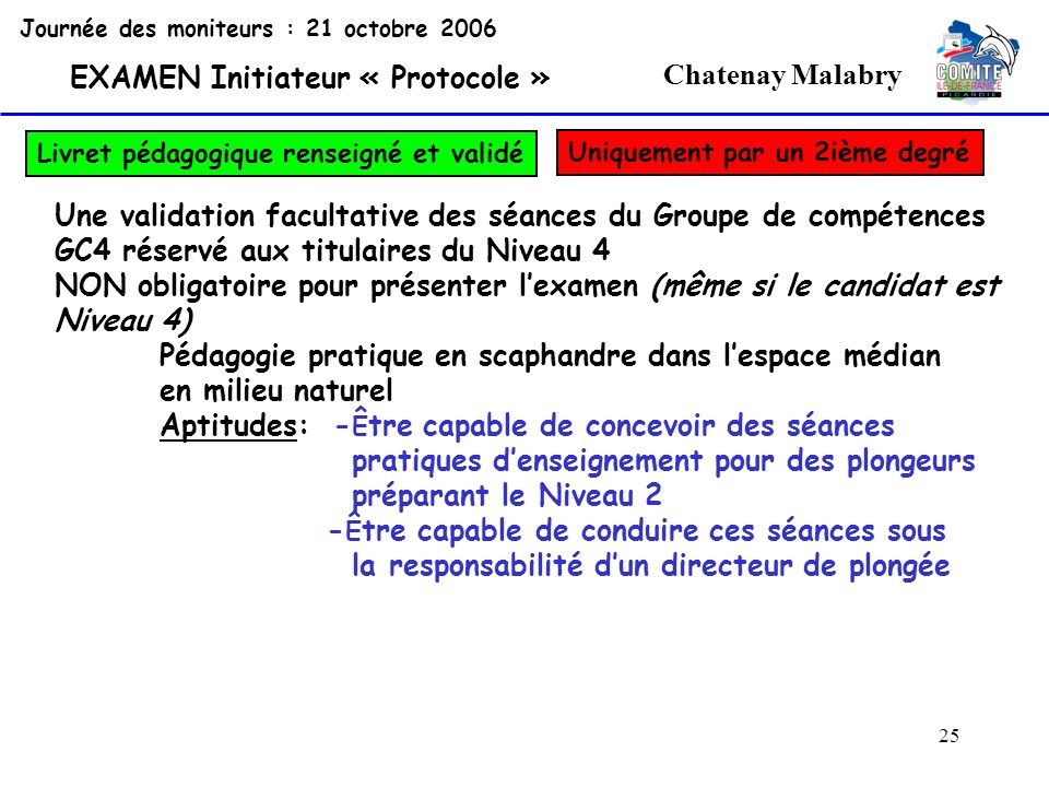 EXAMEN Initiateur « Protocole » Chatenay Malabry