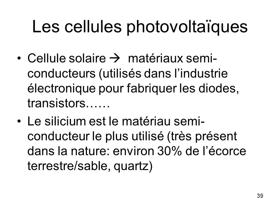Les cellules photovoltaïques