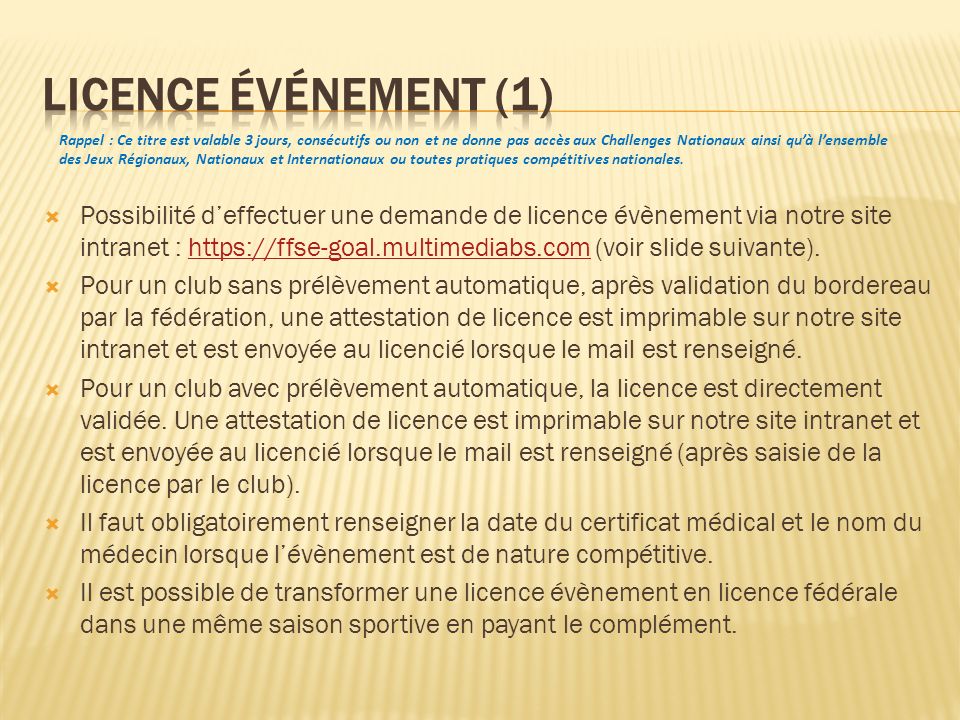 Licence événement (1)