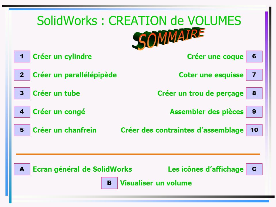 SolidWorks : CREATION de VOLUMES