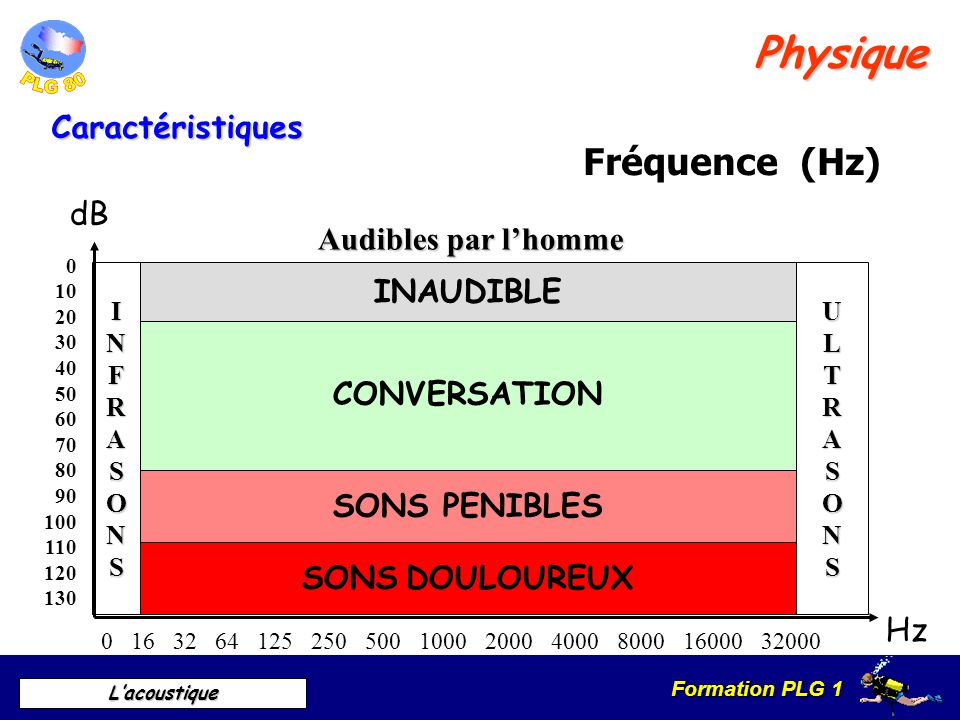 Physique Fréquence (Hz) Caractéristiques dB Audibles par l’homme
