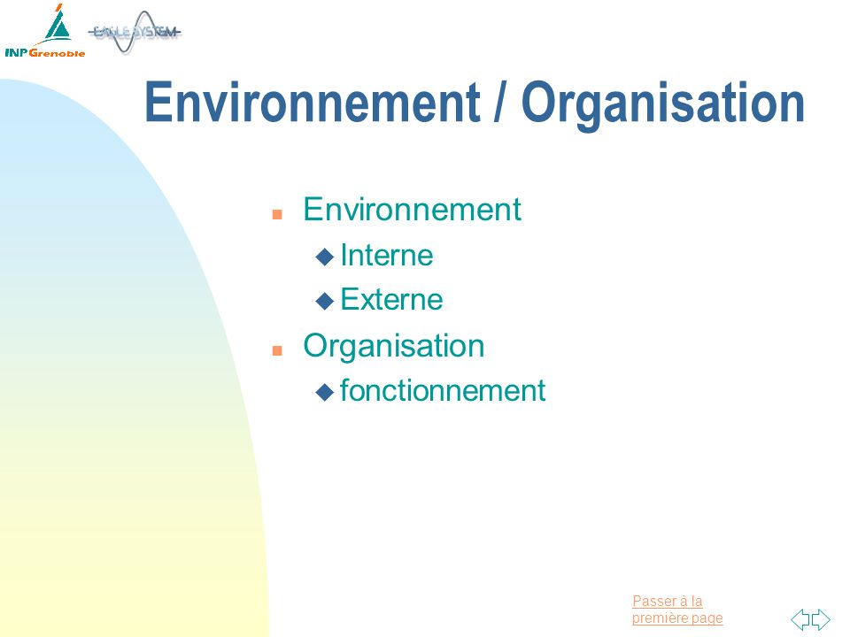 Environnement / Organisation