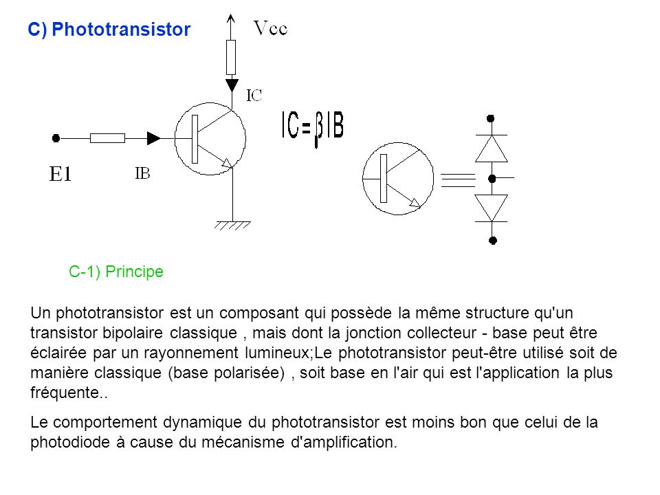 C) Phototransistor C-1) Principe