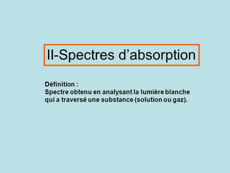 II-Spectres d’absorption