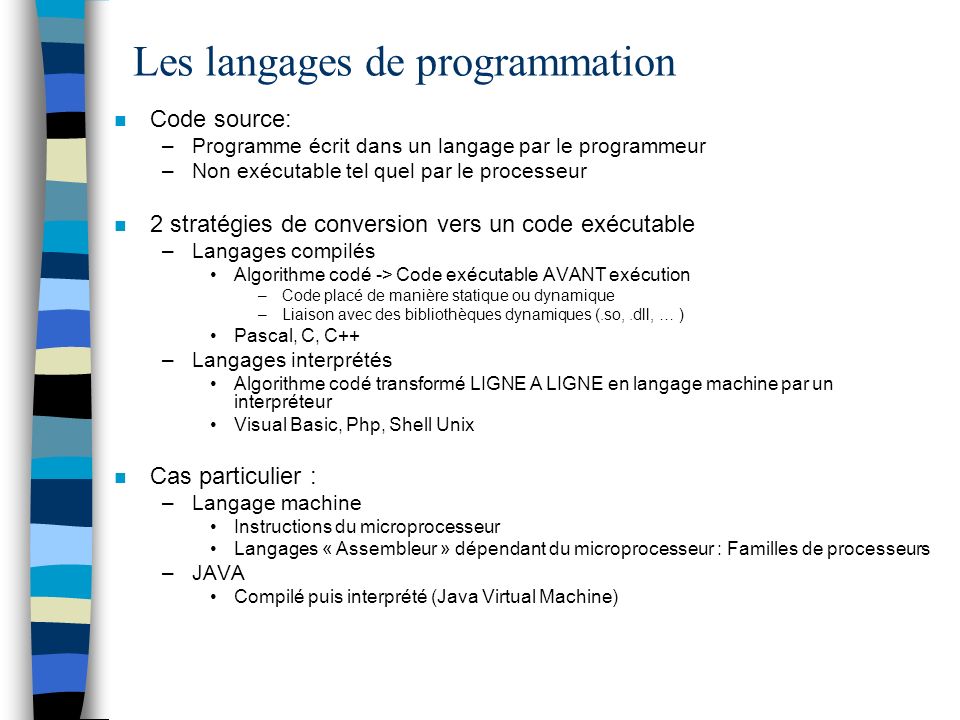 Les langages de programmation