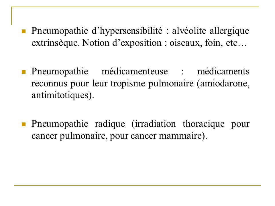 Pneumopathie d’hypersensibilité : alvéolite allergique extrinsèque