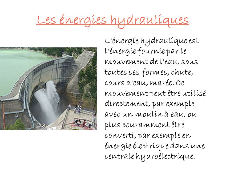 Les énergies hydrauliques