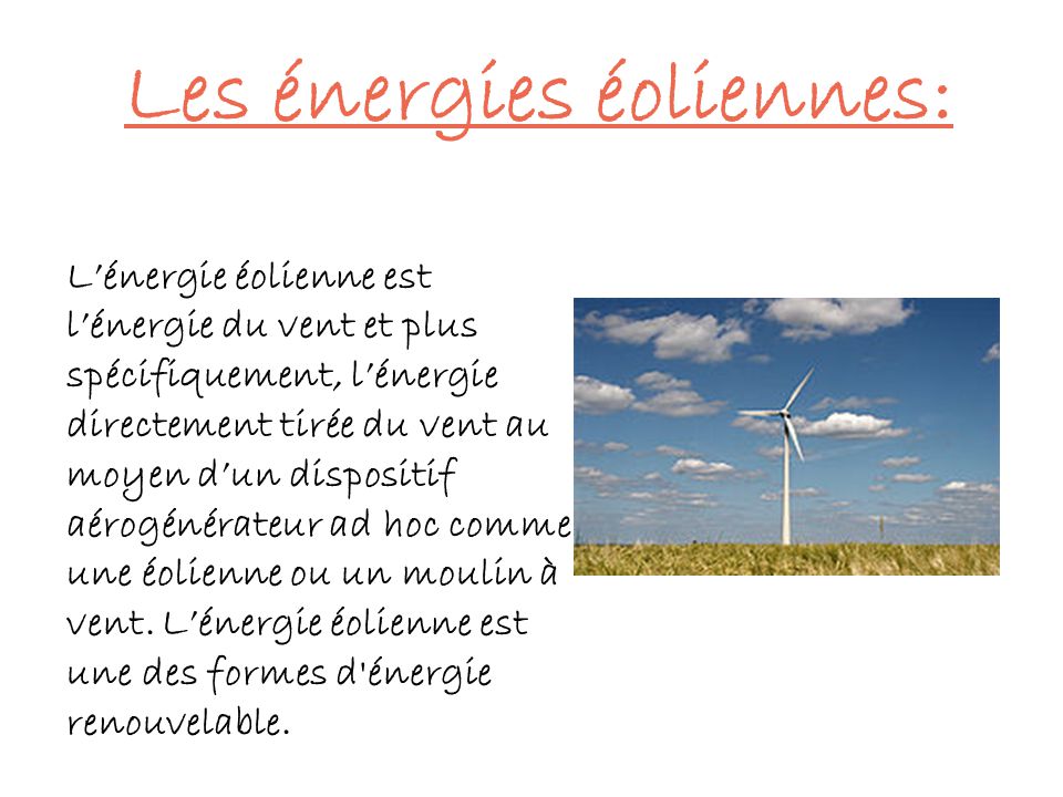Les énergies éoliennes: