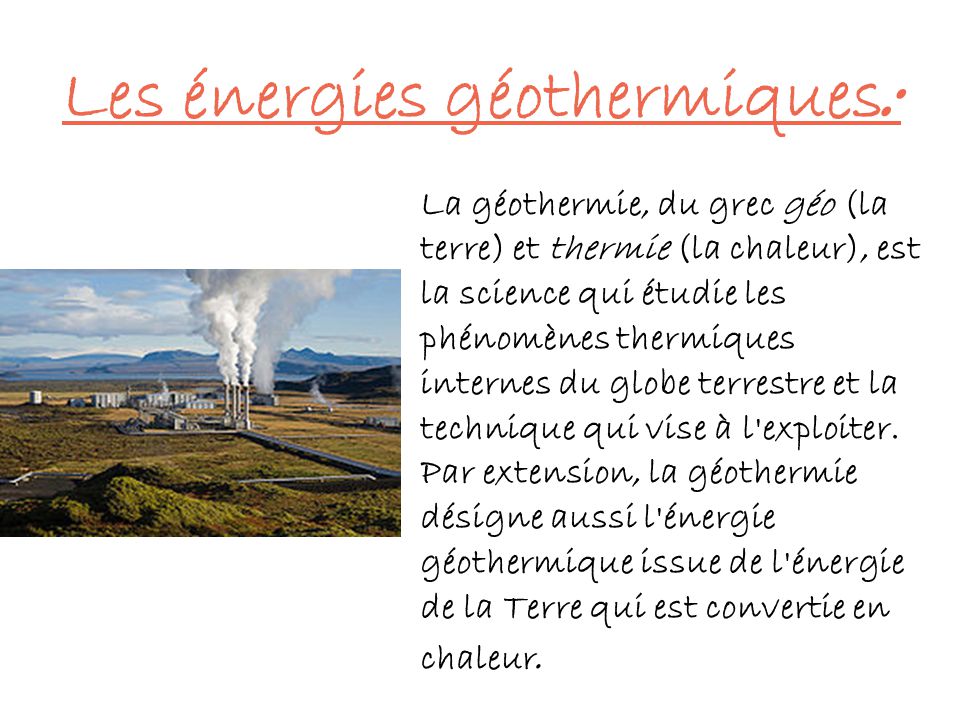 Les énergies géothermiques: