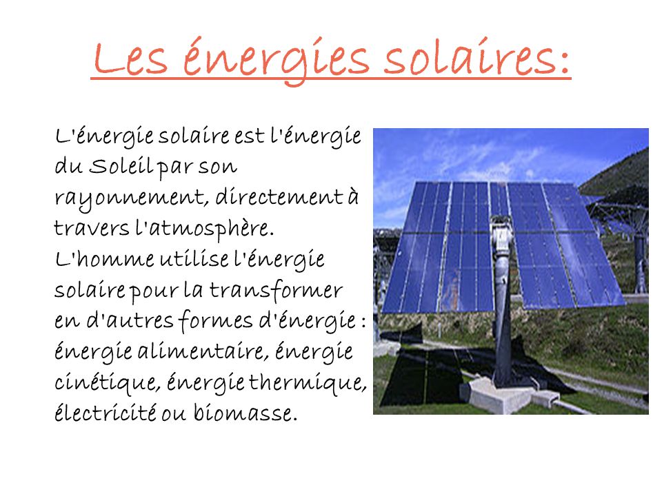 Les énergies solaires: